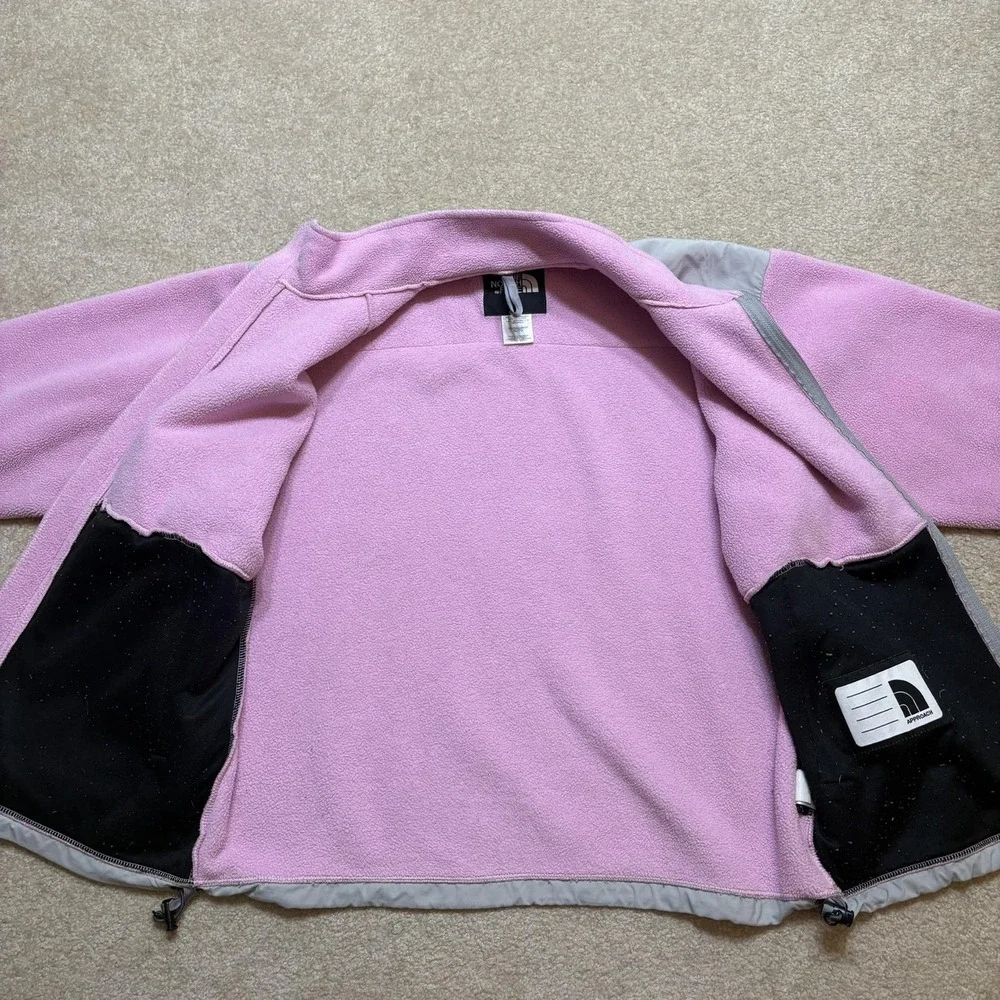 The North Face Denali Jacket Youth XL Pink‎ Gray Polartec Fleece Full Zip